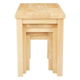 19; 16; 13 Inch Rectangular 3 Piece Nesting End Side Table Set; Rubberwood; Natural Brown