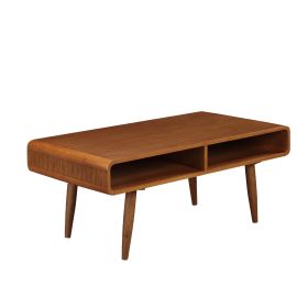 Rectangular Wooden Frame Coffee Table with 2 Open Shelves; Brown