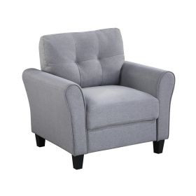 35" Modern Living Room Armchair Linen Upholstered Couch Furniture for Home or Office ; Light Grey-Blue; (1-Seat; Old Sku:WF288517AAC)