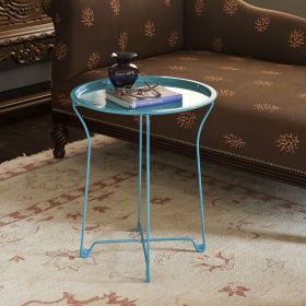 Atlantic Round Metal Tray Capri Breeze End Side Table; Removable Tray Outdoor & Indoor Drink; Snack; Coffee Table; Telephone Table