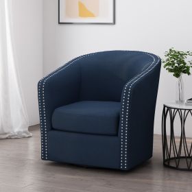 Leily Modern Fabric Swivel Chair Blue