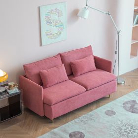 Modern Upholstered Loveseat Sofa; Pink Cotton Linen-63.8''