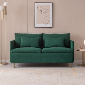 Modern Upholstered Loveseat Sofa; Emerald Cotton Linen-63.8''