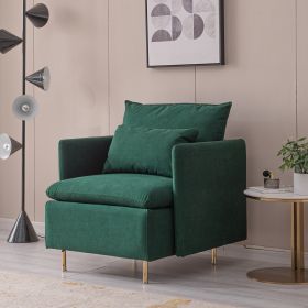 Modern fabric accent armchair; upholstered single sofa chair; Emerald Cotton Linen-30.7''