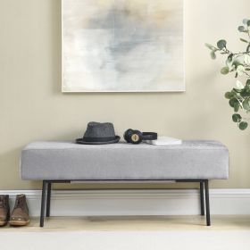 Contemporary Style Bedroom Chenille Upholstered Bench; Grey; ( 45'' x13''x 17'')