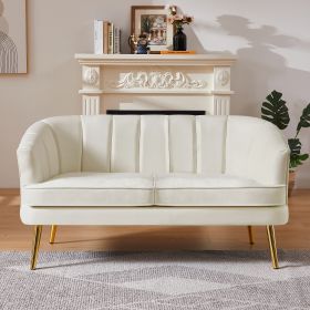 cream white loveseat sofa