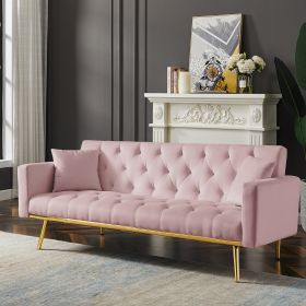 PINK Convertible Folding Futon Sofa Bed ; Sleeper Sofa Couch for Compact Living Space.