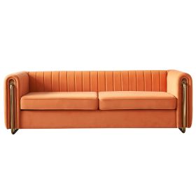 Modern velvet sofa orange color