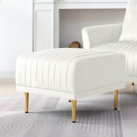 Square Ottoman Cream Velvet Stool Seat with Metal Legs; Footrest for Bedroom to match with Living Room Chairs Armchairs