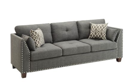 Laurissa Sofa w/4 Pillows in Light Charcoal Linen 52405