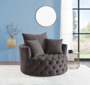 Zunyas Accent Chair w/Swivel; Gray Velvet AC00292