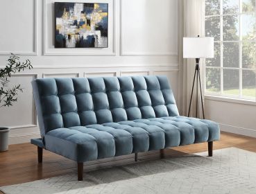 Yolandi Adjustable Sofa in Teal Velvet &amp; Dark Walnut Finish 57202