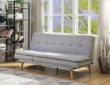 Savilla Adjustable Sofa; Gray Linen & Oak Finish 57164