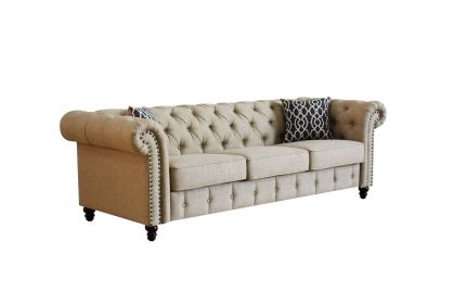 Aurelia Sofa w/2 Pillows; Beige Linen 52420