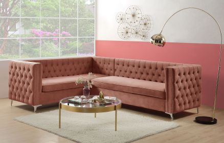 Rhett Sectional Sofa; Dusty Pink Velvet 55505