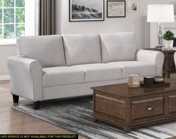 Modern Transitional Sand Hued Textured Fabric Upholstered 1pc Sofa Attached Cushions Living Room Furniture