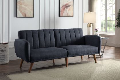 Bernstein Adjustable Sofa; Gray Linen &amp; Walnut Finish 57192