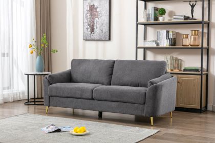 Contemporary 1pc Sofa Dark Gray with Gold Metal Legs Plywood Pocket Springs and Foam Casual Living Room Furniture