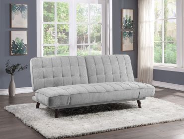 Elegant Three-in-One Lounger Sofa Sleeper Silver-Gray Chenille Fabric Upholstered Attached Cushions Adjustable Arms Casual Living Room Furniture