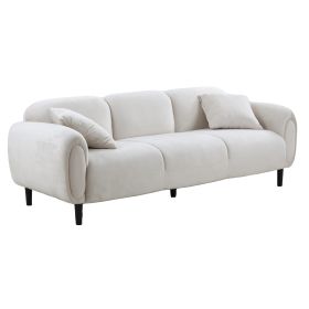 Mid Century Modern 3 seater Couch Velveteen sofa with solid wood leg for Living Room; bedroom; livingroom Beige