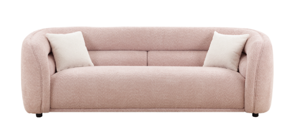 90.6'' Mid Century Modern Curved Sofa Counch Living Room Sofa; PINK