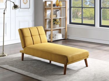 Mustard Polyfiber Adjustable Chaise Bed Living Room Solid wood Legs Tufted Comfort Couch