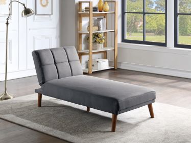 Blue Grey Polyfiber Adjustable Chaise Bed Living Room Solid wood Legs Tufted Comfort Couch