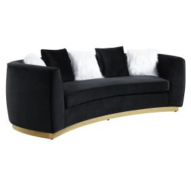 Achelle Sofa w/5 Pillows in Black Velvet LV01045