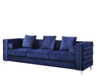 Bovasis Sofa w/5 Pillows in Blue Velvet LV00366