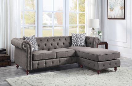 Waldina Reversible Sectional Sofa in Brown Fabric LV00499