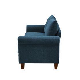 Three-seater fabric sofa in blue frosted cat\\\'s paw cloth