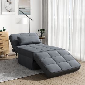 Living Room Bed Room Metal Frame with Dark Grey Upholstery Recliner Bed Ottoman