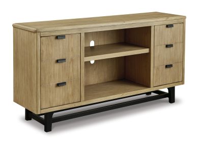 Ashley Freslowe Light Brown/Black Contemporary Large TV Stand W761-68