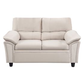 Two Seater Couch Loveseat Sofa Velvet Beige