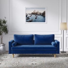 73.62&quot;Modern blue velvet double seat sofa