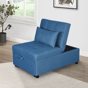 Folding Ottoman Sofa Bed Blue