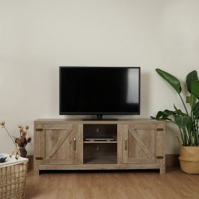 Grey Wash Color double Barn door tv stand/bench tv cabinet for Living Room