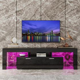 High Gloss UV TV Cabinet  Led Lights Black TV Stand High quality TV Bench