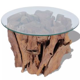 vidaXL Coffee Table Solid Teak Driftwood 23.6"