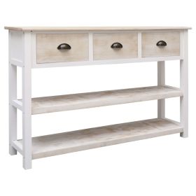 vidaXL Sideboard Natural and White 45.3"x11.8"x29.9" Wood