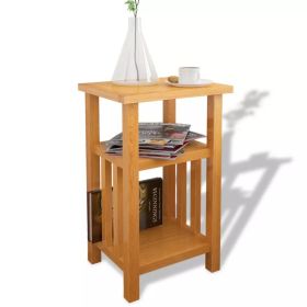 vidaXL End Table with Magazine Shelf Solid Oak Wood 10.6"x13.8"x21.7"