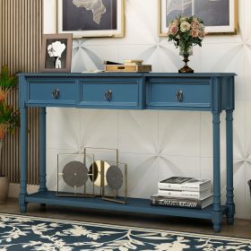 Console Table Sofa Table with Drawers Luxurious and Exquisite Design for Entryway with Projecting Drawers and Long Shelf (Antique Navy) AL