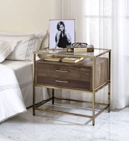 Knave Accent Table; Walnut &amp; Champagne Finish YF