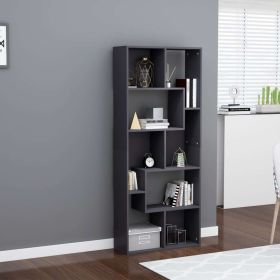 vidaXL Book Cabinet Gray 26.4"x9.4"x63.4" Engineered Wood