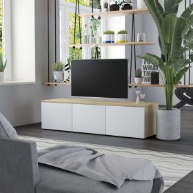 vidaXL TV Cabinet White and Sonoma Oak 47.2"x13.4"x11.8" Engineered Wood