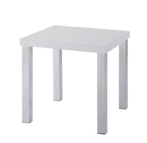 Harta End Table; White High Gloss & Chrome