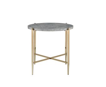 Tainte End Table; Faux Marble & Champagne Finish