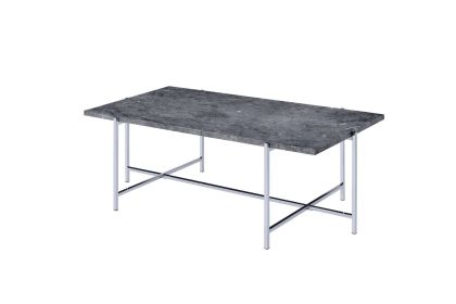 Adelae Coffee Table; Faux Marble & Chrome