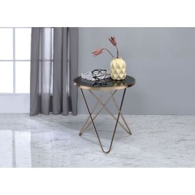 Valora End Table in Champagne & Black Glass