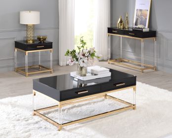 Adiel Coffee Table; Black & Gold Finish